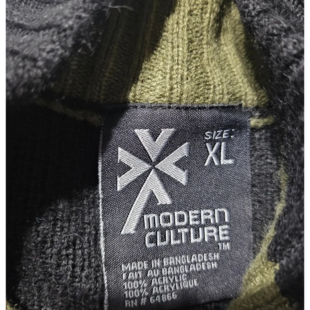 Modern Culture‎ Full Zip Cardigan Sweater Long Sleeve Mock Neck Mens Size XL